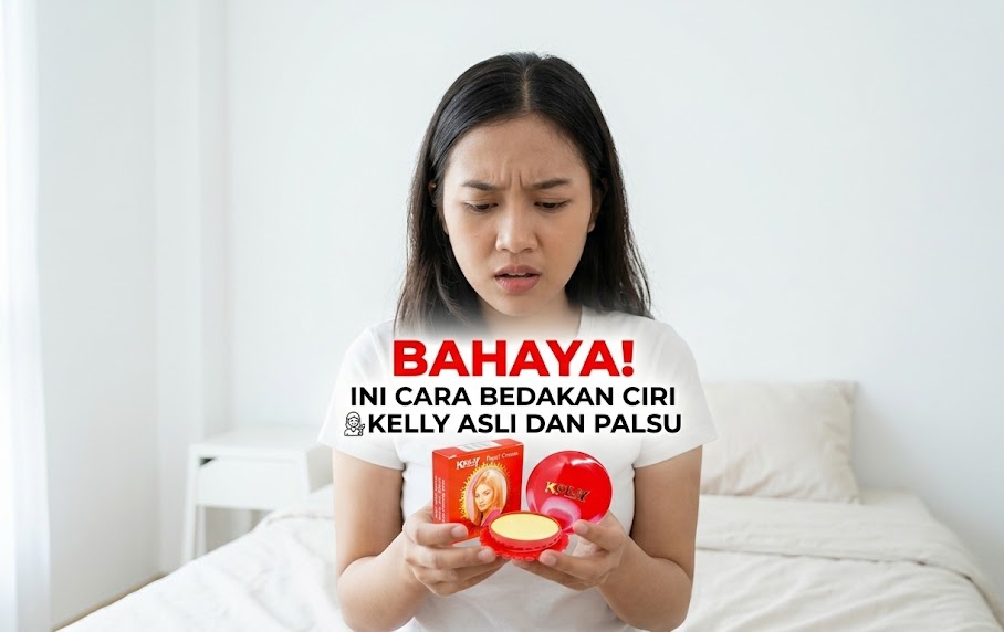 Memahami panduan visual Ciri Kelly Asli pada kemasan sebelum produk dioleskan ke wajah