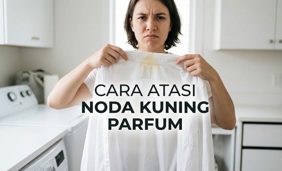 Memahami penyebab munculnya Noda Kuning Parfum pada kemeja putih akibat minyak wewangian yang bereaksi dengan kain.